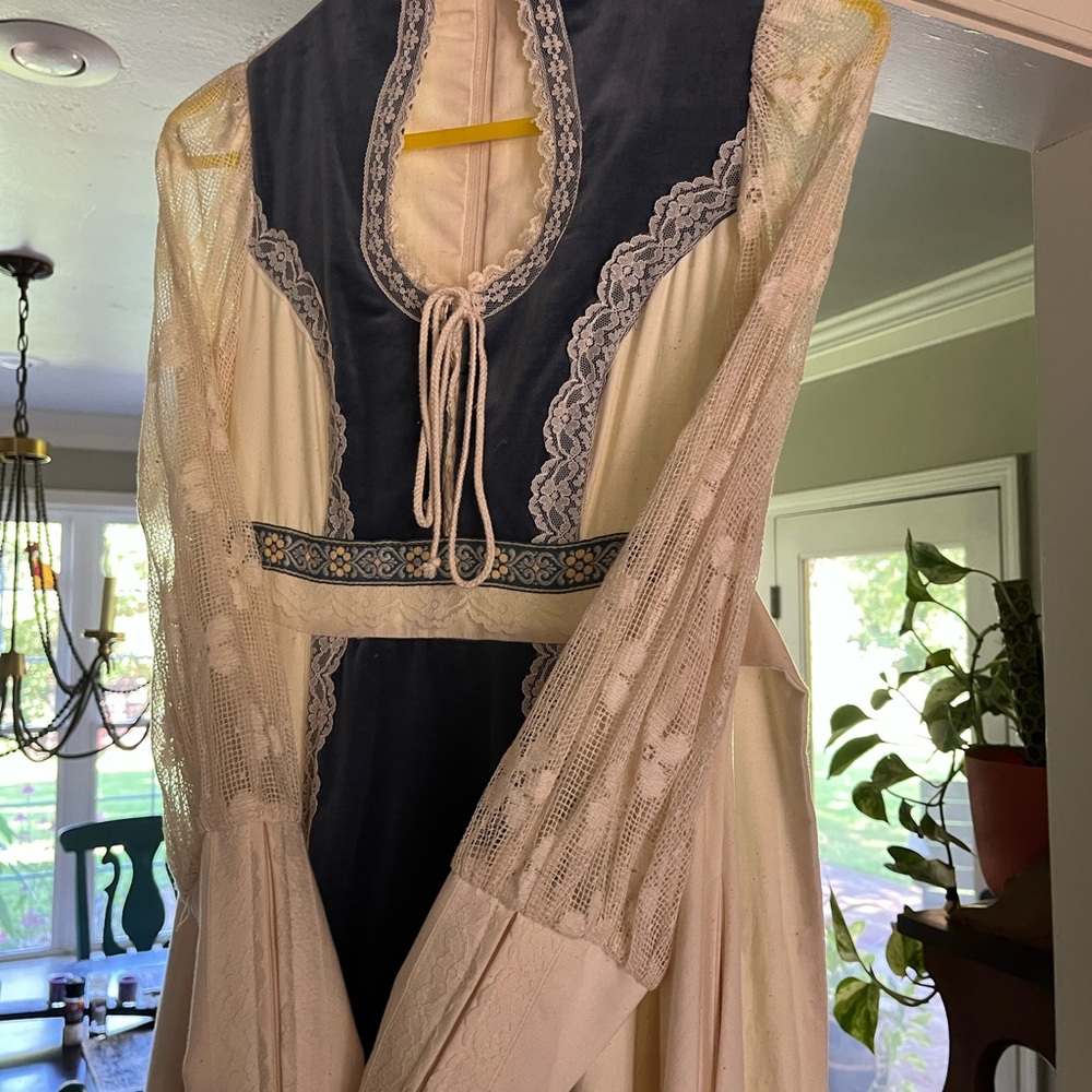 Gunne Sax Blue and Cream Dress